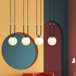 Emibig Glam lampa wisząca 4x10 W czarna-opal 1112/4