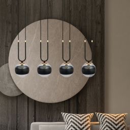 Emibig Glam Stripe lampa wisząca 4x10 W czarna-przezroczysta 1113/4