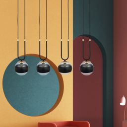 Emibig Glam Stripe lampa wisząca 4x10 W czarna-przezroczysta 1113/4