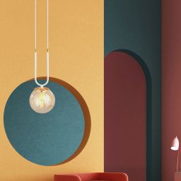 Emibig Glam lampa wisząca 1x10 W biała-bursztynowa 1117/1