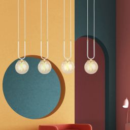 Emibig Glam lampa wisząca 4x10 W biała-bursztynowa 1117/4