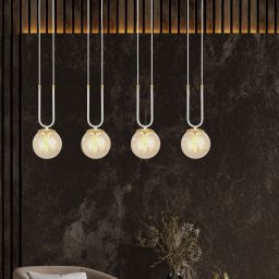 Emibig Glam lampa wisząca 4x10 W biała-bursztynowa 1117/4