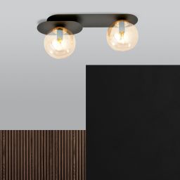 Emibig Plaza lampa podsufitowa 2x10 W czarna-bursztynowa 1120/2