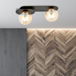 Emibig Plaza lampa podsufitowa 2x10 W czarna-bursztynowa 1120/2