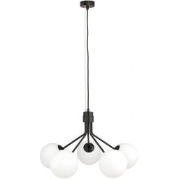 Emibig Nova lampa wisząca 5x10 W czarna-opal 1138/5