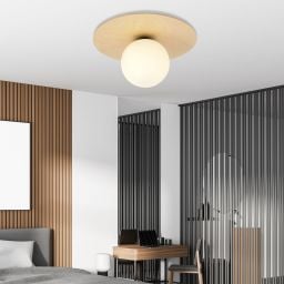 Emibig Kenzo lampa podsufitowa 1x10 W drewno-opal 1142/1B