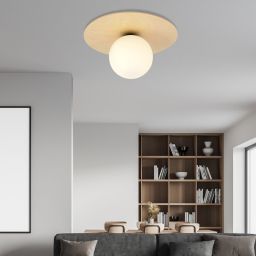Emibig Kenzo lampa podsufitowa 1x10 W drewno-opal 1142/1B