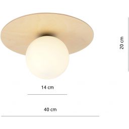 Emibig Kenzo lampa podsufitowa 1x10 W drewno-opal 1142/1B