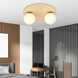 Emibig Kenzo lampa podsufitowa 2x10 W drewno-opal 1142/2B