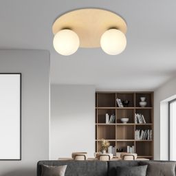 Emibig Kenzo lampa podsufitowa 2x10 W drewno-opal 1142/2B
