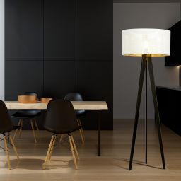 Emibig Aston lampa stojąca 1x15 W biała-czarna-złota 1147/LP1