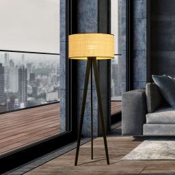 Emibig Aston lampa stojąca 1x15 W czarna-beżowa 1149/LP1