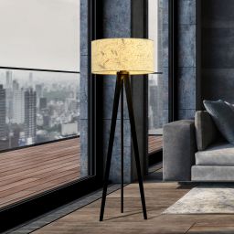 Emibig Aston lampa stojąca 1x15 W biała-czarna-beżowa 1150/LP3