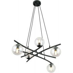 Emibig Essa lampa wisząca 5x10 W czarna-przezroczysta 1202/5