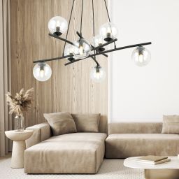 Emibig Essa lampa wisząca 8x10 W czarna-przezroczysta 1202/8