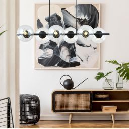 Emibig Rory lampa wisząca 6x10 W czarna-przezroczysta 1206/6