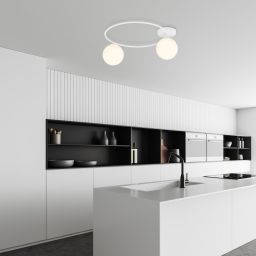 Emibig Sopra lampa podsufitowa 2x10 W biała-mleczny 1258/2