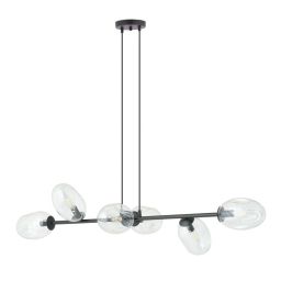 Emibig Pandora lampa wisząca 6x10 W czarny/szkło przezroczyste 1262/6