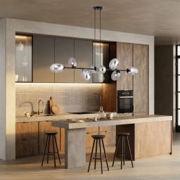 Emibig Pandora lampa wisząca 8x10 W czarny/szkło grafitowe 1263/8