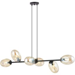 Emibig Pandora lampa wisząca 6x10 W czarny/szkło miodowe 1264/6
