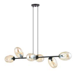 Emibig Pandora lampa wisząca 6x10 W czarny/szkło miodowe 1264/6