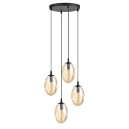 Emibig Astral lampa wisząca 4x10 W czarny/szkło miodowe 1267/4PREM