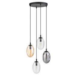 Emibig Astral lampa wisząca 4x10 W czarny/przezroczysty/grafitowy/miodowy 1268/4PREM