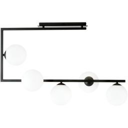 Emibig Soma lampa podsufitowa 5x10W czarny/szkło mleczne 1291/5