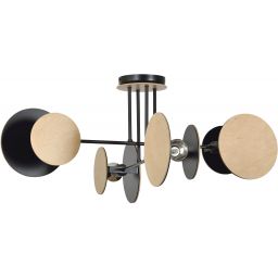Emibig Zita lampa podsufitowa 4x15 W czarna-drewno 173/4