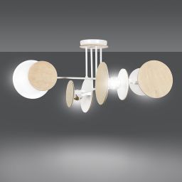 Emibig Zita lampa podsufitowa 4x15 W biała-drewno 174/4