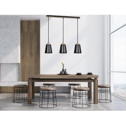 Emibig Bolero lampa wisząca 3x15 W czarna-drewno 442/3