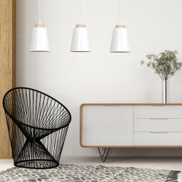 Emibig Bolero lampa wisząca 1x15 W biała-drewno 443/1