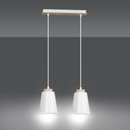 Emibig Bolero lampa wisząca 2x15 W biała-drewno 443/2