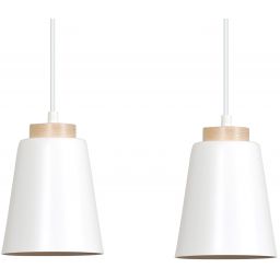 Emibig Bolero lampa wisząca 2x15 W biała-drewno 443/2