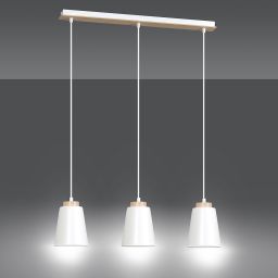 Emibig Bolero lampa wisząca 3x15 W biała-drewno 443/3