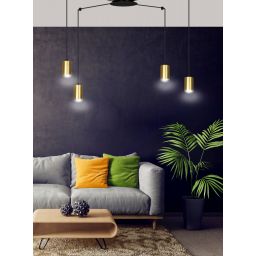 Emibig Traker lampa wisząca 4x8 W czarna-złota 526/4