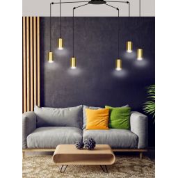 Emibig Traker lampa wisząca 6x8 W czarna-złota 526/6