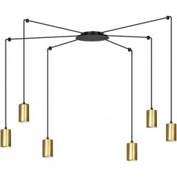 Emibig Traker lampa wisząca 6x8 W czarna-złota 526/6