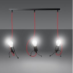 Emibig Bobi lampa wisząca 3x15 W czarna-czerwona 537/3