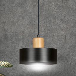 Emibig Torin lampa wisząca 1x15 W czarna-drewno 1046/1