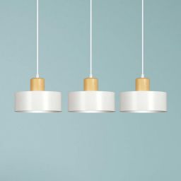 Emibig Torin lampa wisząca 3x15 W biała-drewno 1047/3