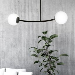Emibig Halldor lampa podsufitowa 2x10 W czarna-mleczny 1024/2