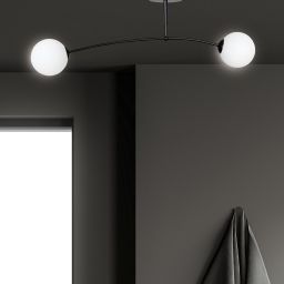 Emibig Pregos lampa podsufitowa 2x10 W czarna-mleczny 670/2