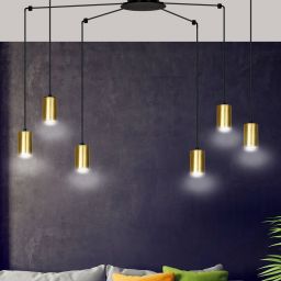 Emibig Traker lampa wisząca 6x8 W czarna-złota 526/6