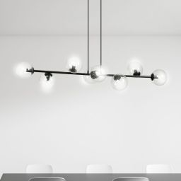 Emibig Rossi lampa wisząca 8x10 W czarna-przezroczysta 874/8