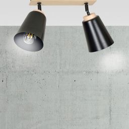 Emibig Atlas lampa podsufitowa 2x15 W czarna-drewno 725/2