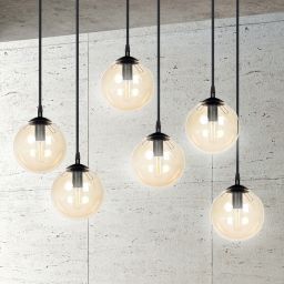 Emibig Cosmo lampa wisząca 6x10 W czarna-bursztynowa 713/6