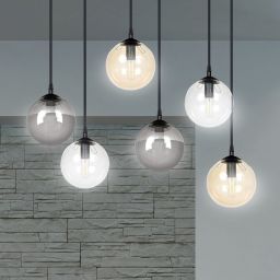 Emibig Cosmo lampa wisząca 6x10 W czarna-przezroczysta-bursztynowa-grafitowa 714/6M1
