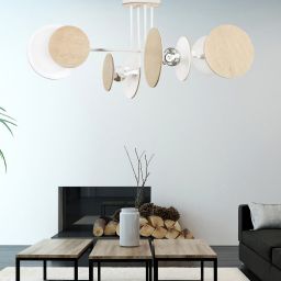 Emibig Zita lampa podsufitowa 4x15 W biała-drewno 174/4