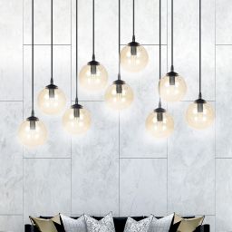 Emibig Cosmo lampa wisząca 9x10 W czarna-bursztynowa 713/9